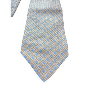 Jos. A. Bank 100% Silk Men's Tie Light Blue Gold Made in Italy Spring, Easter